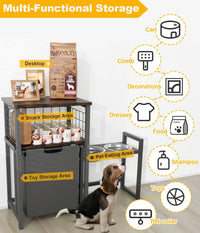 30.6Long x 26.2 High Elevated Dog Bowl Stand with Storage - Black - image 3