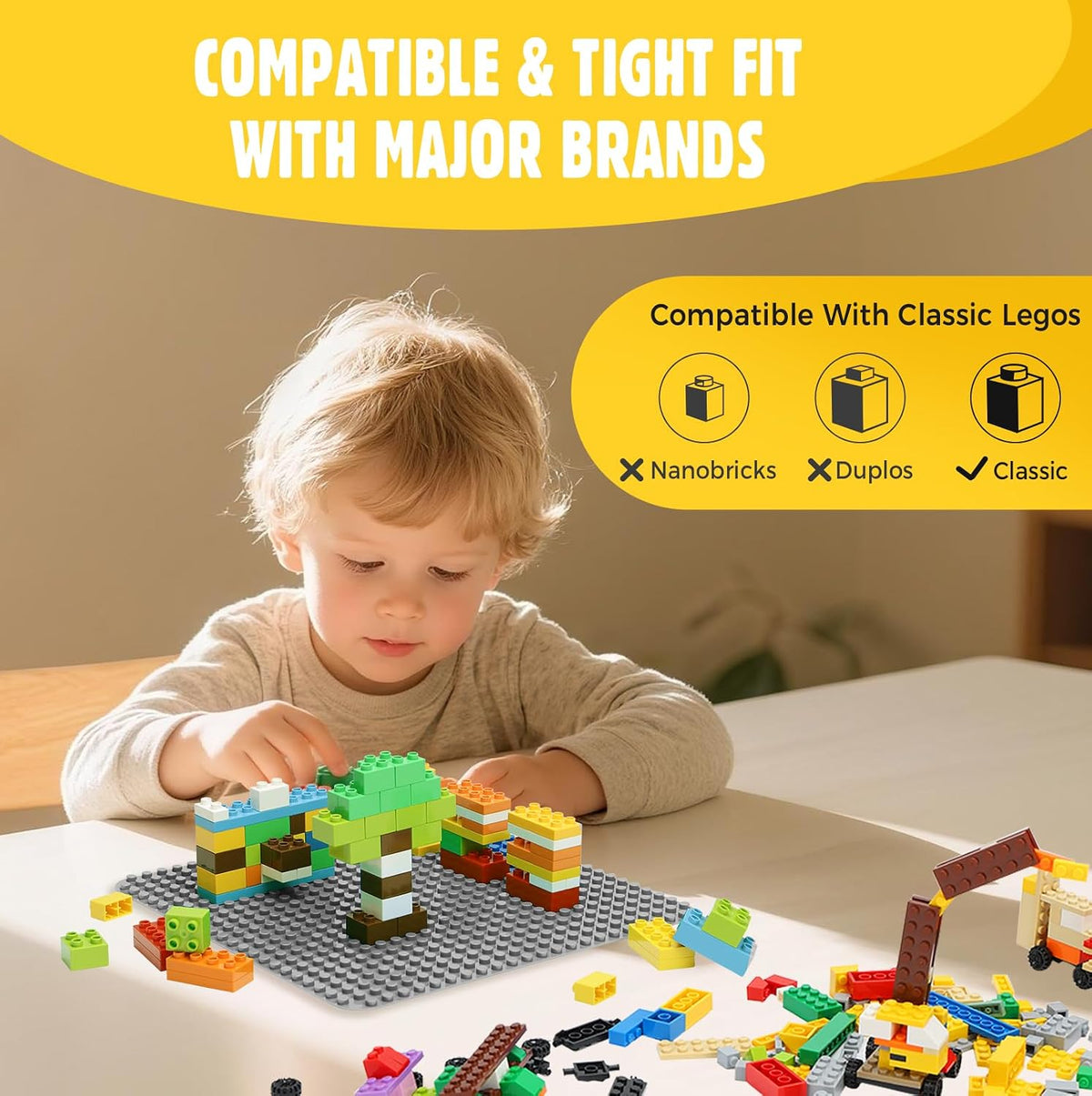 Lekebaby 6 Pack Classic Baseplates 10" x 10" - Grey / 6 Pack - image 2