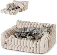 Hollypet Cat Bed Small Dog Orthopedic Couch Beds for Pets up to – Essentials for Cats - 21"L x 15"W x 8"Th / Cream