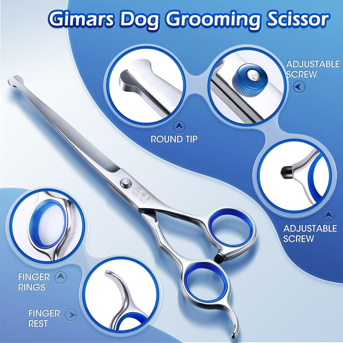 Gimars Titanium Coated Professional 6 in 1 4CR Stainless Steel Dog - Professional Blue 5 in 1 - image 4