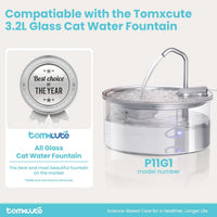 Tomxcute Official Glass Cat Water Fountain Replacement Filters-10+2 - 10 Filters+2 Sponges (6 month set) - image 2