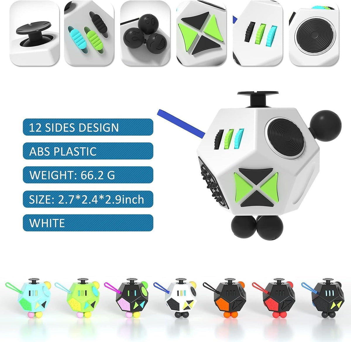 Fidget Dodecagon-12 Sided Fidget Toy Cube for Kids - A2 White - image 2