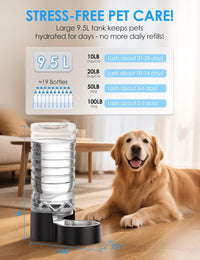 Heouvo 2.5 gallon gravity dog water dispenser with wide mouth and stainless steel bowl - view 4
