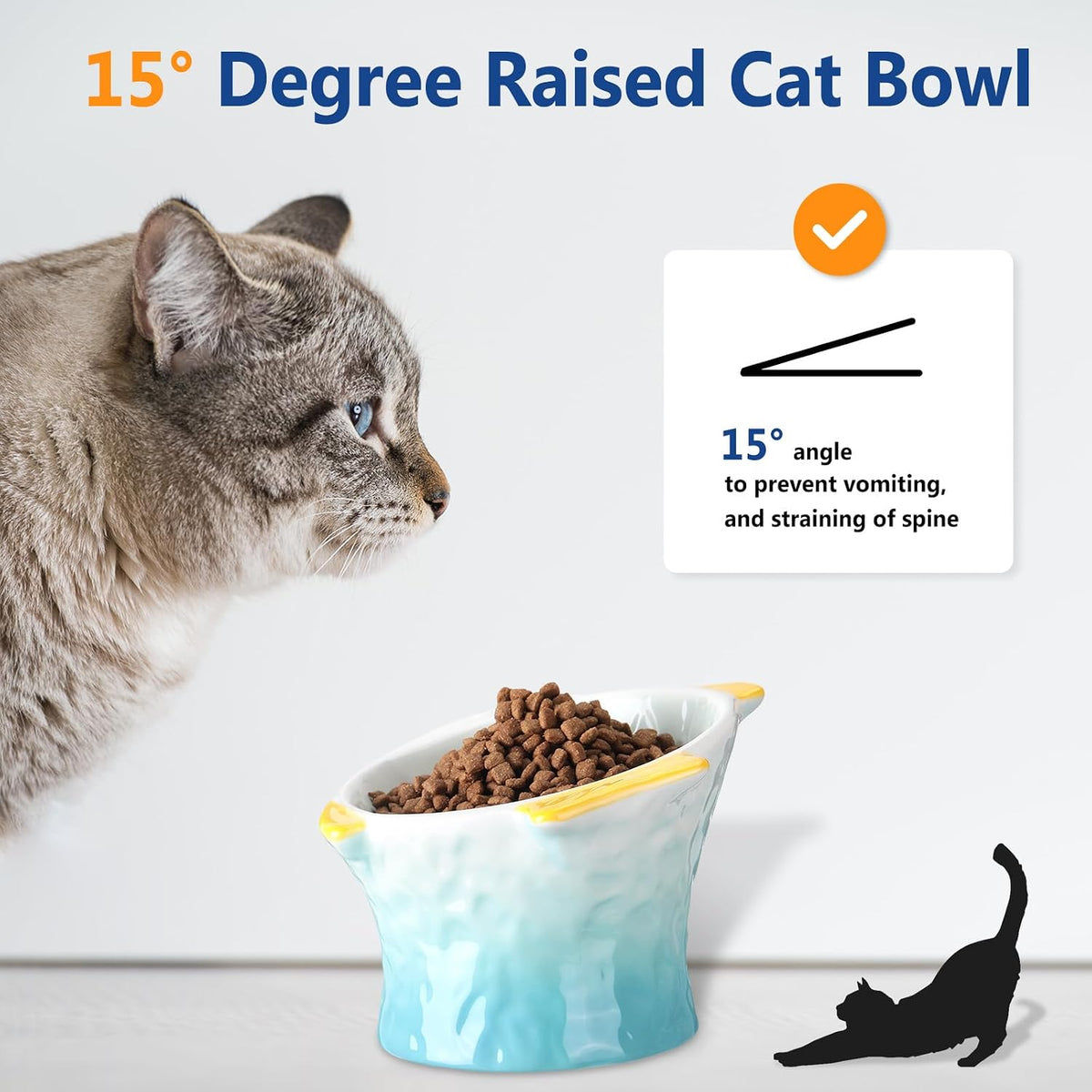 2 Pcs Elevated Cat Bowls, Raised Ceramic Food Bowls, Blue, Green – Essentials for Cats - Green, Pink - image 3