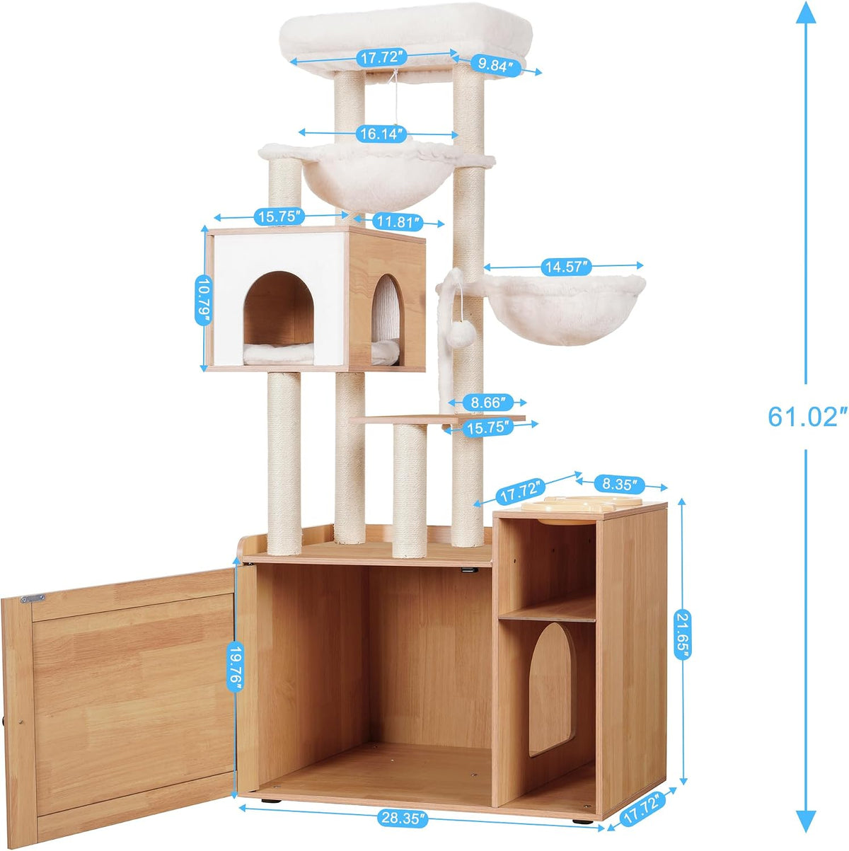 Hey-brother Cat Tree Tower - XL (28.4"×17.7"×61.0") / Walnut - image 3
