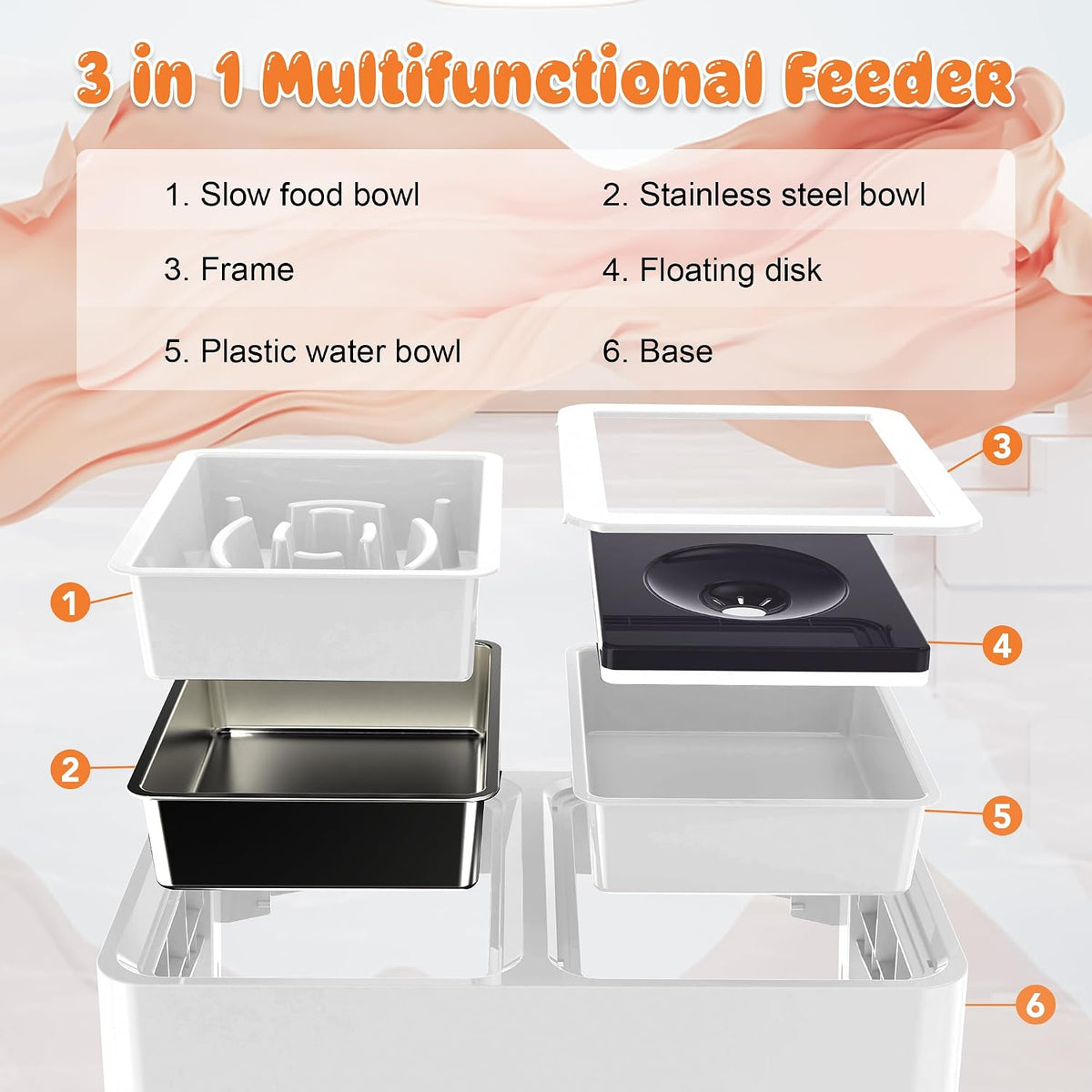 3-in-1 Elevated Dog Bowls with 4 Height Adjustable Raised Stand – Essentials for Dogs - White / 3-in-1 Dog Bowls Set - image 4