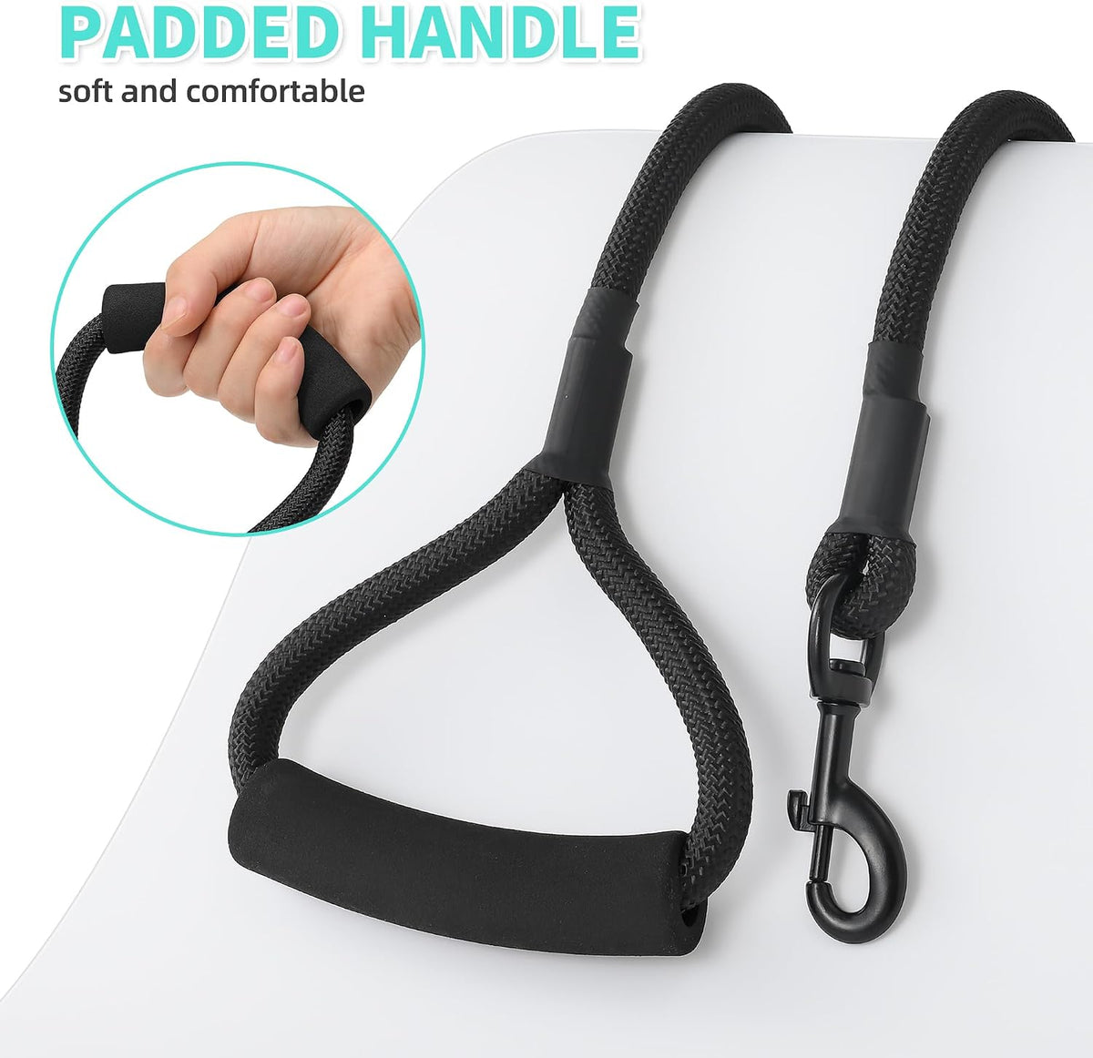 Mile High Life Dog Leash, with Padded Handle - Black / 4 Feet - image 3