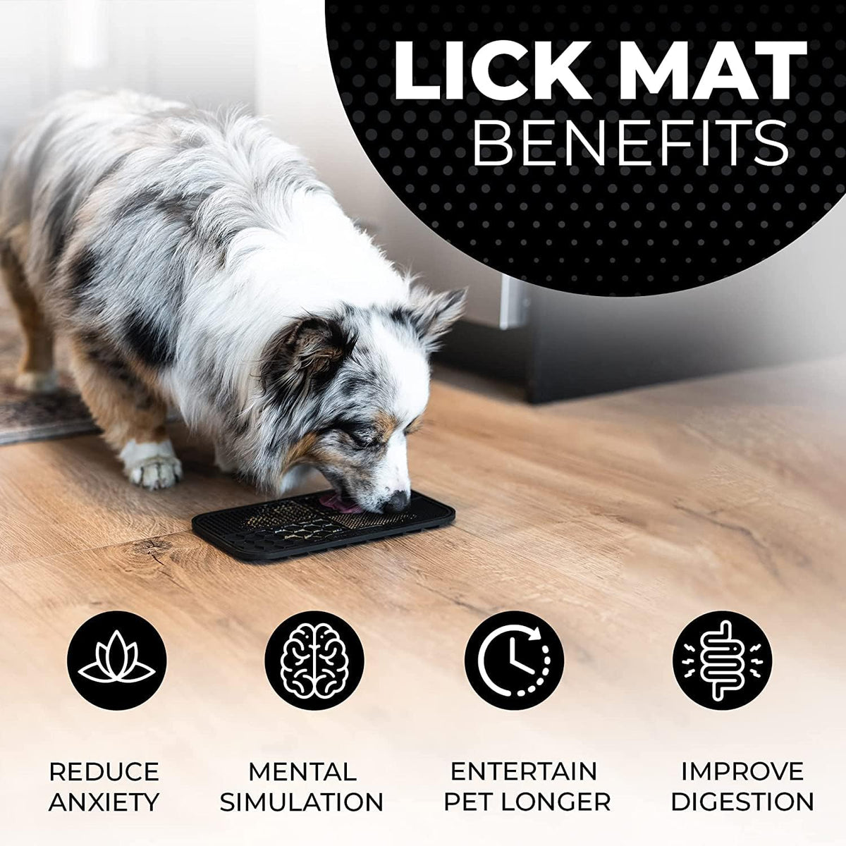 Dog Lick Mat for Dogs, Feeding Pad for Anxious Pets Plus 4 Different Puzzles for Mental Stimulation - 2 Pack / Black - image 4