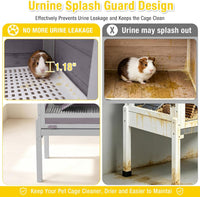 Aivituvin 2-Story Guinea Pig Cage Wooden Indoor Bunny Cage Rabbit - Grey - image 2