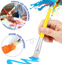 Joyooss kids paint brushes 12 pack, 6 round and 6 flat brushes with colorful plastic handles - view 16