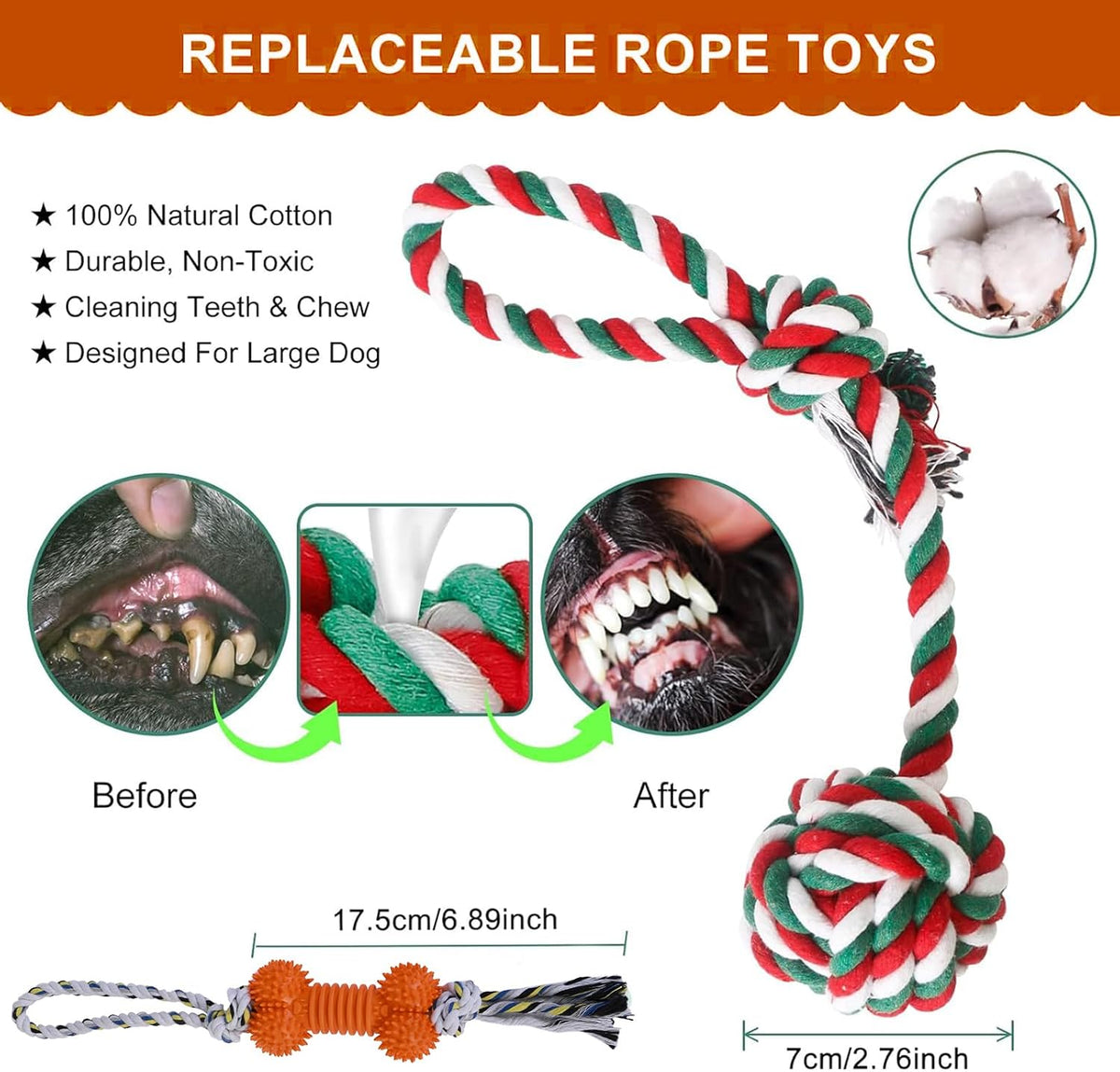 HOPET Dog Outdoor Bungee Hanging Toy - Orange - image 3