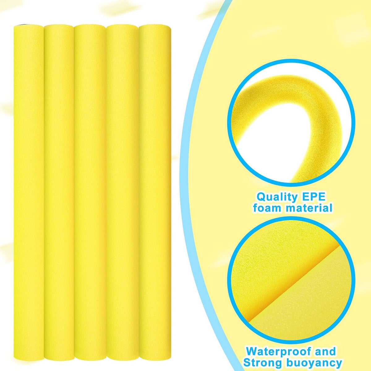 Hanaive white foam pool noodles, 6 pack, 52 inches long with hollow centers - view 39