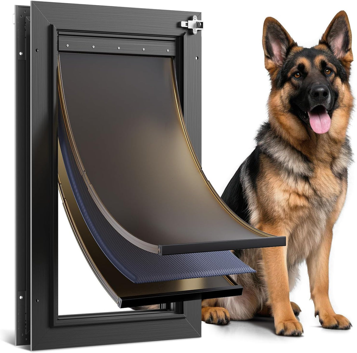 All Aluminum 3 Flaps Insulated Dog Door for Door – Essentials for Dogs - Large