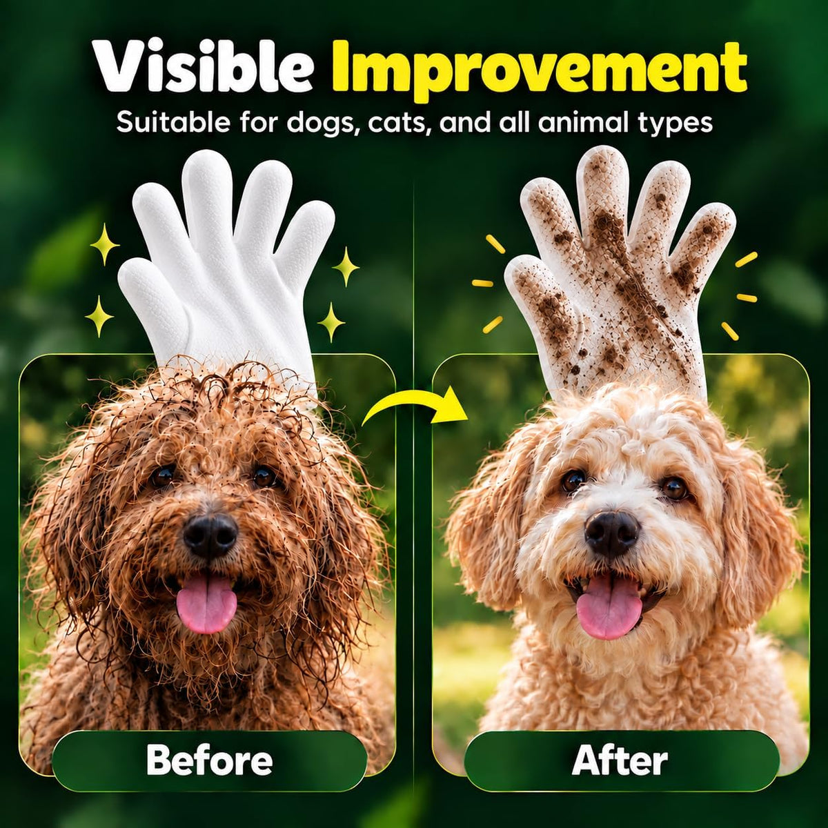 Pet Glove Wipes for Dogs & Cats, Paws, Ears & Butt Cleaning - 2x25 Glove Wipes - image 4