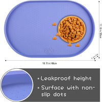100% Waterproof 0.5" Raised Edge BPA Free Silicone Dog Food Mat - 19x12x0.5 Inch / Purple - image 2