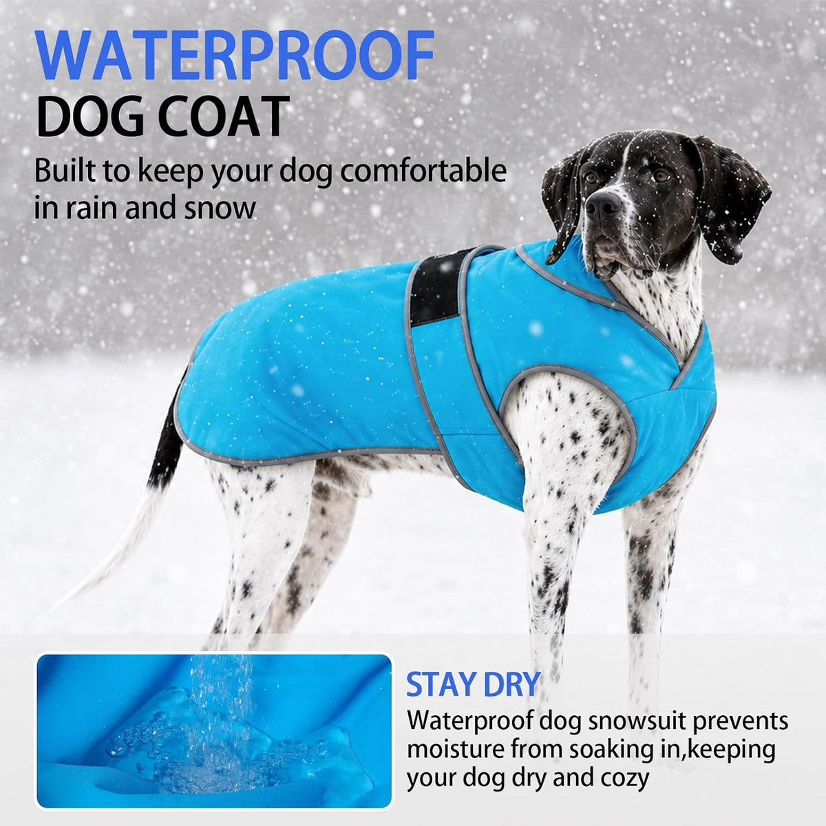 MIGOHI Warm Dog Coat Waterproof Winter Dog Jacket, M - Azure / X-Large - image 3