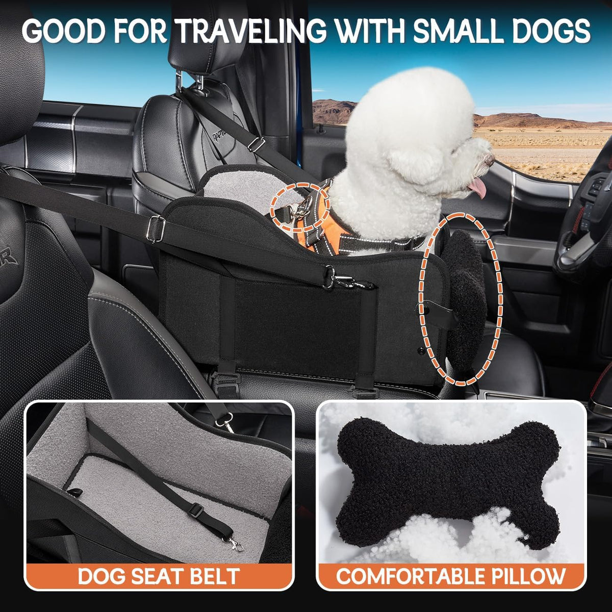 Center Console Dog Car Seat for Small Dogs - black - image 4