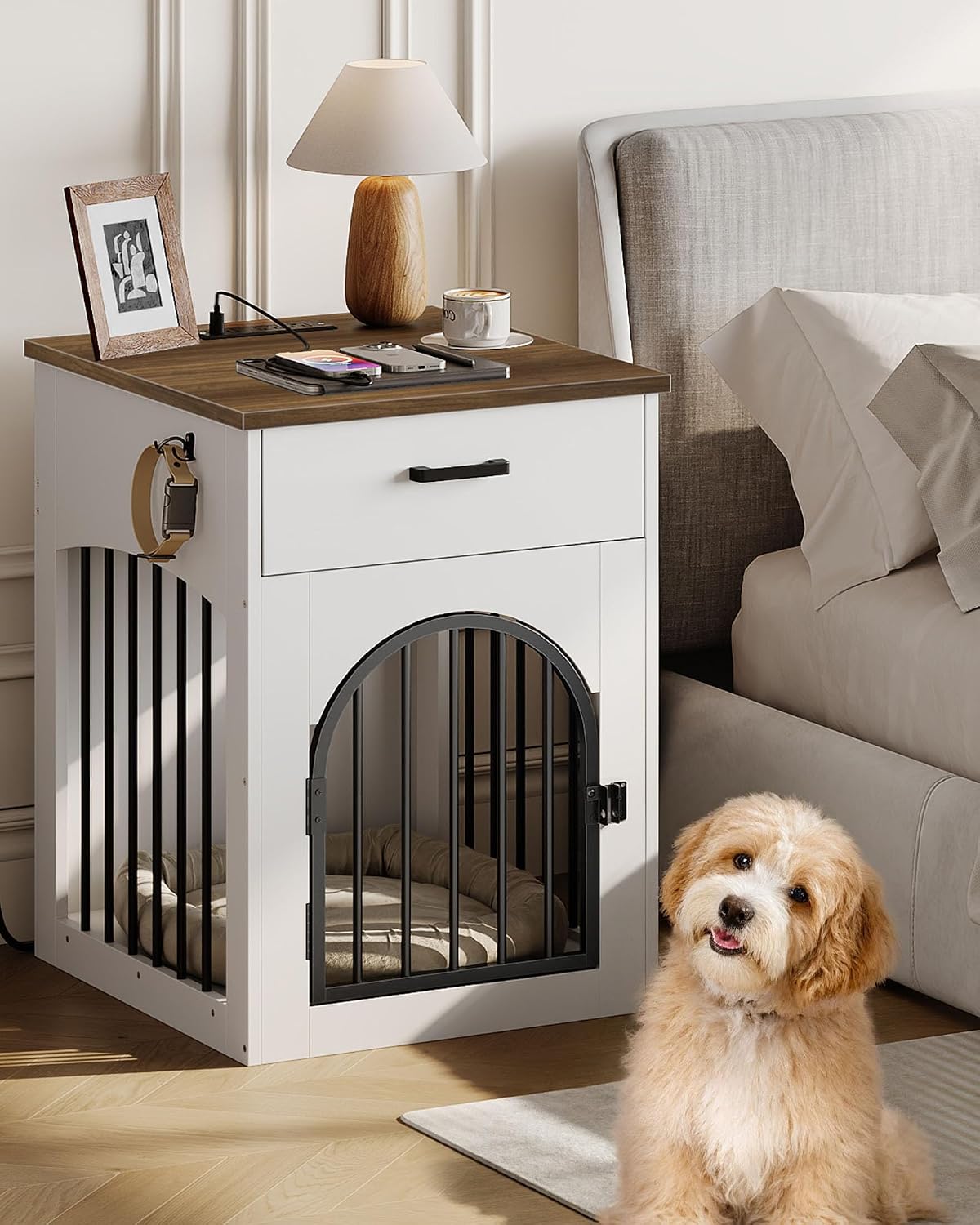 CHOEZON Dog Crate Furniture - White and Walnut - image 3
