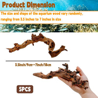 Aquarium Driftwood 3PCS Natural Trunk Driftwood Assorted Branches - Mopani driftwood 3.5-7in 5PCS - image 2