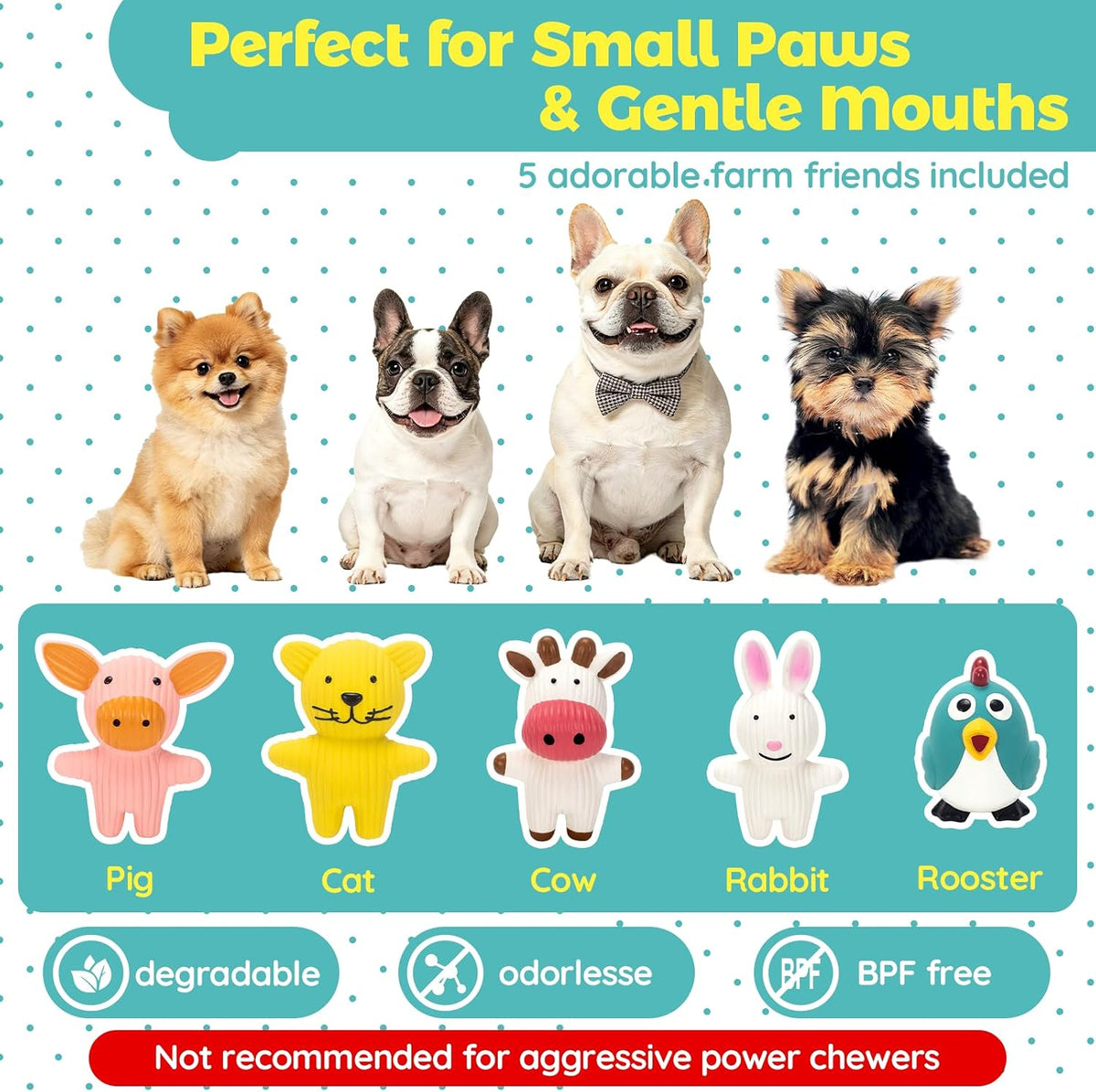 LECHONG 5 Pack Latex Dog Toys for Small Dogs - image 2
