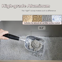 Full Metal Cat Litter Scoop with Holder – Heavy Duty Litter Scooper & Speed Sifter – Aluminum Cat Poop Scooper Captures All Clumps – Washable Stand for Easy Cleaning