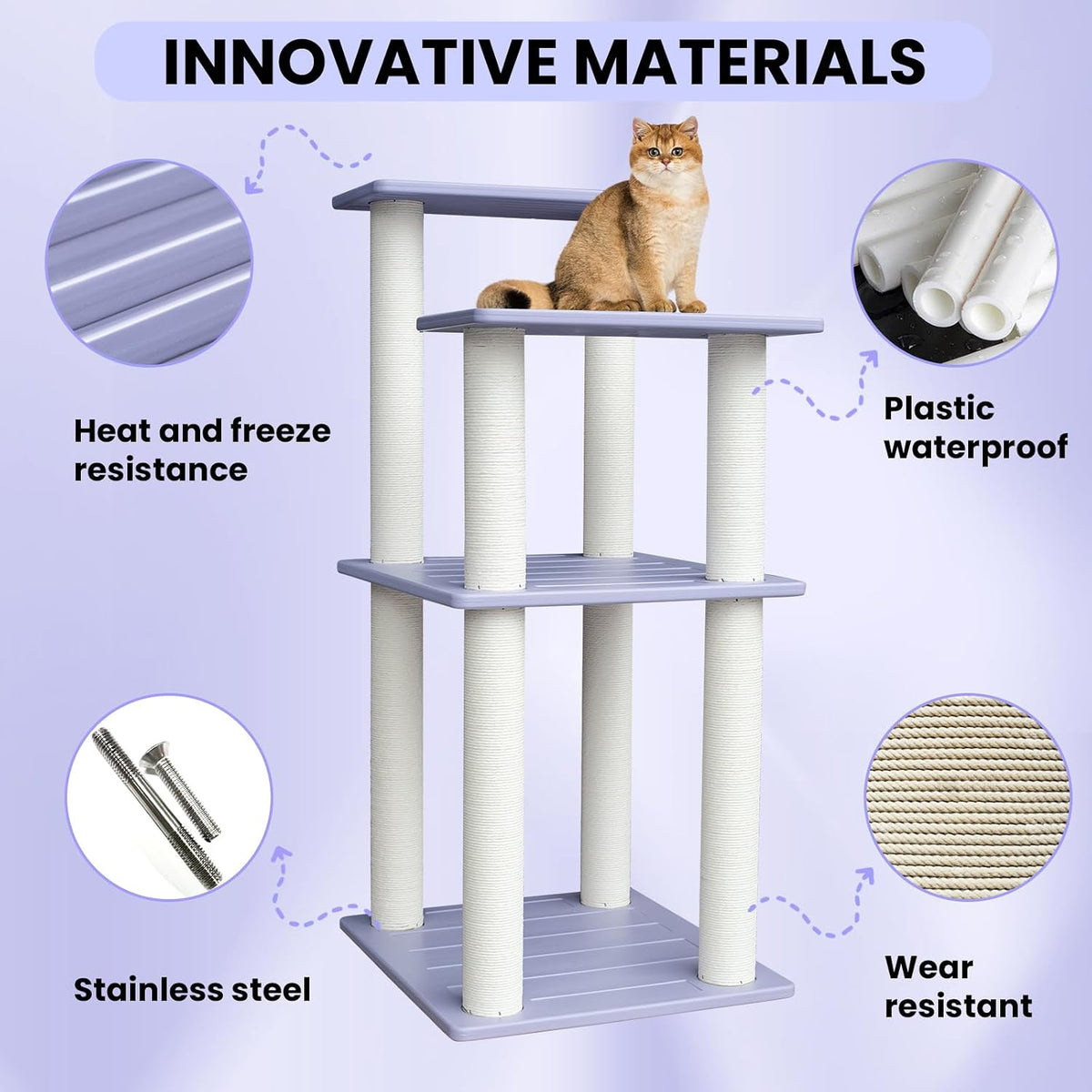 46in 5-Level Cat Tree,Indoor&Outdoor Large Cat Tower with Scratching Posts – Essentials for Cats - CTT-7 - image 2