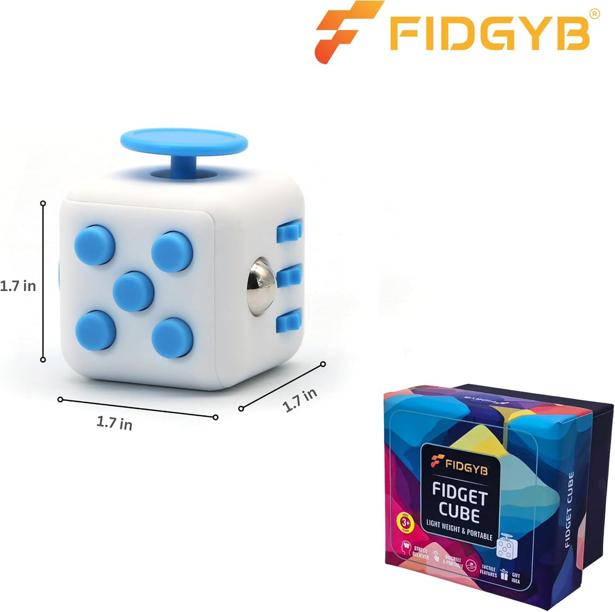 Cube Fidget Toy for Adults & Kids, Smooth - Whiblue - image 2