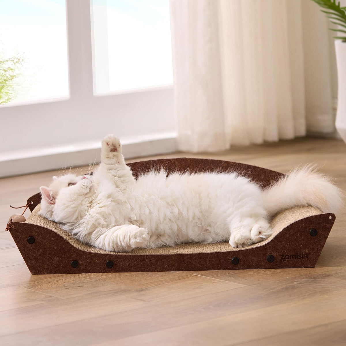 26'' Cardboard Cat Scratcher Bed for Indoor Cats, 1PC, Brown – Essentials for Cats - 1PC-Brown - image 2