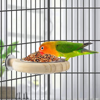 KATUMO Conure Perch Bird Wood Perch Stand Toy Parrot Cage Toy Bird Food Cup for Parakeet Lovebird Finch Conure Budgie Small Birds