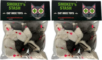 Smokey's Stash Rabbit Fur Mouse Cat Toy 12 per Pack White and Gray - 24