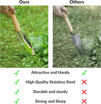 SOLIGT Garden Tools Set with Basket, Heavy Duty Stainless Steel Gardening Hand Tool with Wood Handle, Pruning Shears, Gloves - Perfect Gardening Gifts Planting Supplies for Women Men