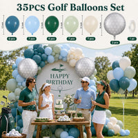 Blue Silver Balloon 12Inch Dark Metallic Blue Silver Confetti Latex - Blue Green White Golf - image 2