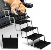 Niubya Dog Ramps for Cars, Portable Folding Dog Stairs for Cars, SUV, Trucks, Lightweight Pet Ramp for Large Dogs with Non-Slip Surface, Reinforced Pet Steps Supports Up to 200 lb, 6 Steps