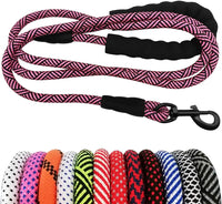 MayPaw Rope Dog Leash, Thick Leash for Medium Large Dogs - pink black / 1/2" * 10'