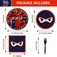 Tevxj navy blue and silver happy birthday tableware set with plates, napkins and forks for 24 - view 32