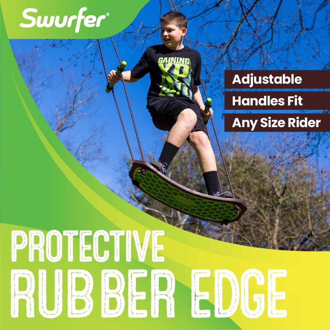 Swurfer Kick Stand Up Surfing Tree Swing Outdoor Swings for Kids Up - Swurfer 2.0 Green - image 4