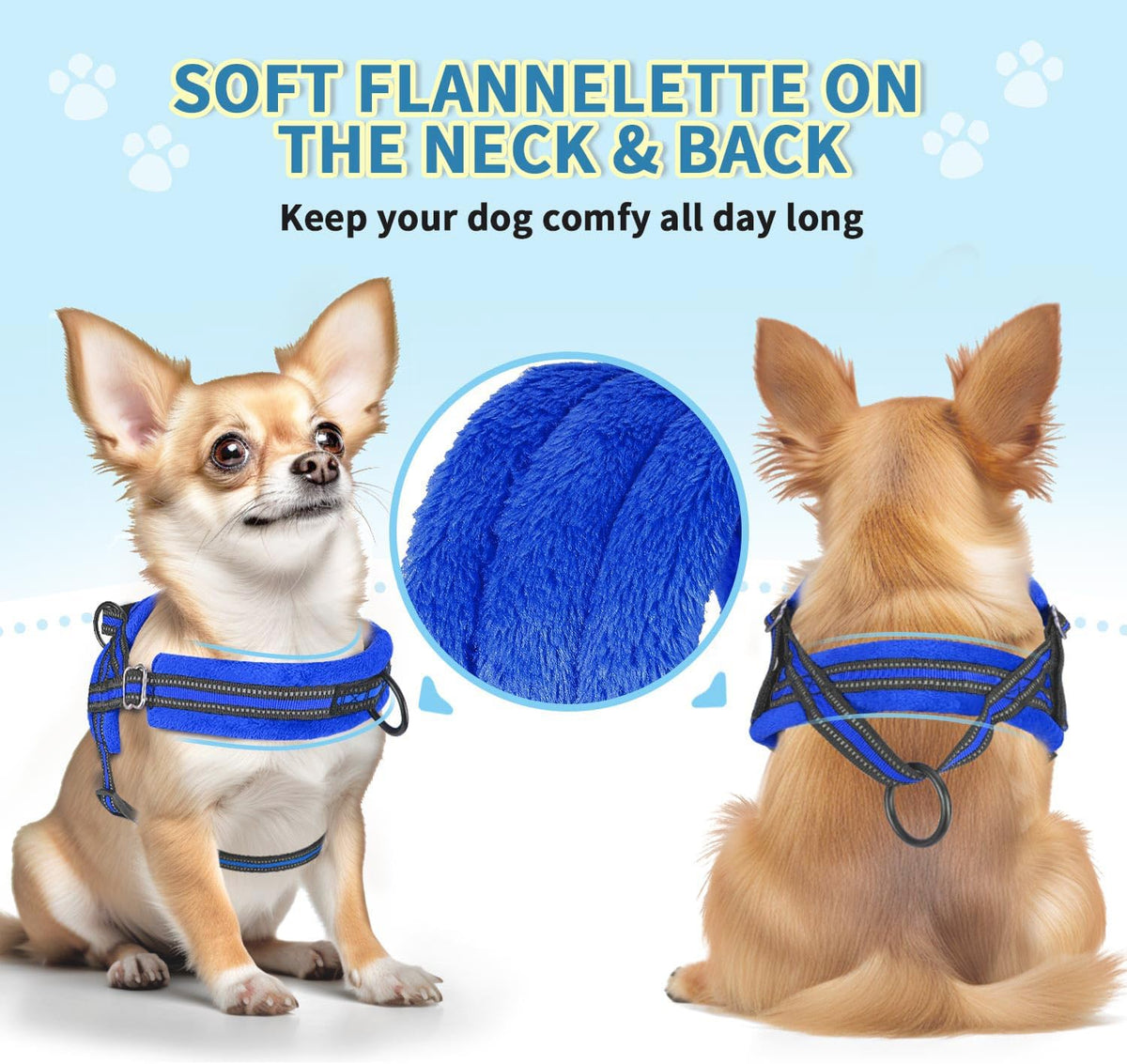 Lukovee Small Dog Harness and Leash Set, No Pull Soft Padded, XS - Blue / S ( Chest 17.5'' ~ 22'') - image 2