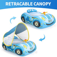 Toddler Float Inflatable Baby Swim Float with Canopy and Seat Pool - 2 Pack Steering Wheel with Canopy - image 3