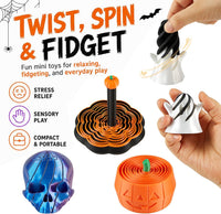 Four 3D printed Halloween spiral pumpkin passthrough fidget toys - view 15