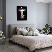 Funny Cat Wall Art Canvas Galaxy Wall Decor Prints Framed Painting Animal Pictures Gifts Artwork for Bathroom Living Dining Kitchen 16"x24"