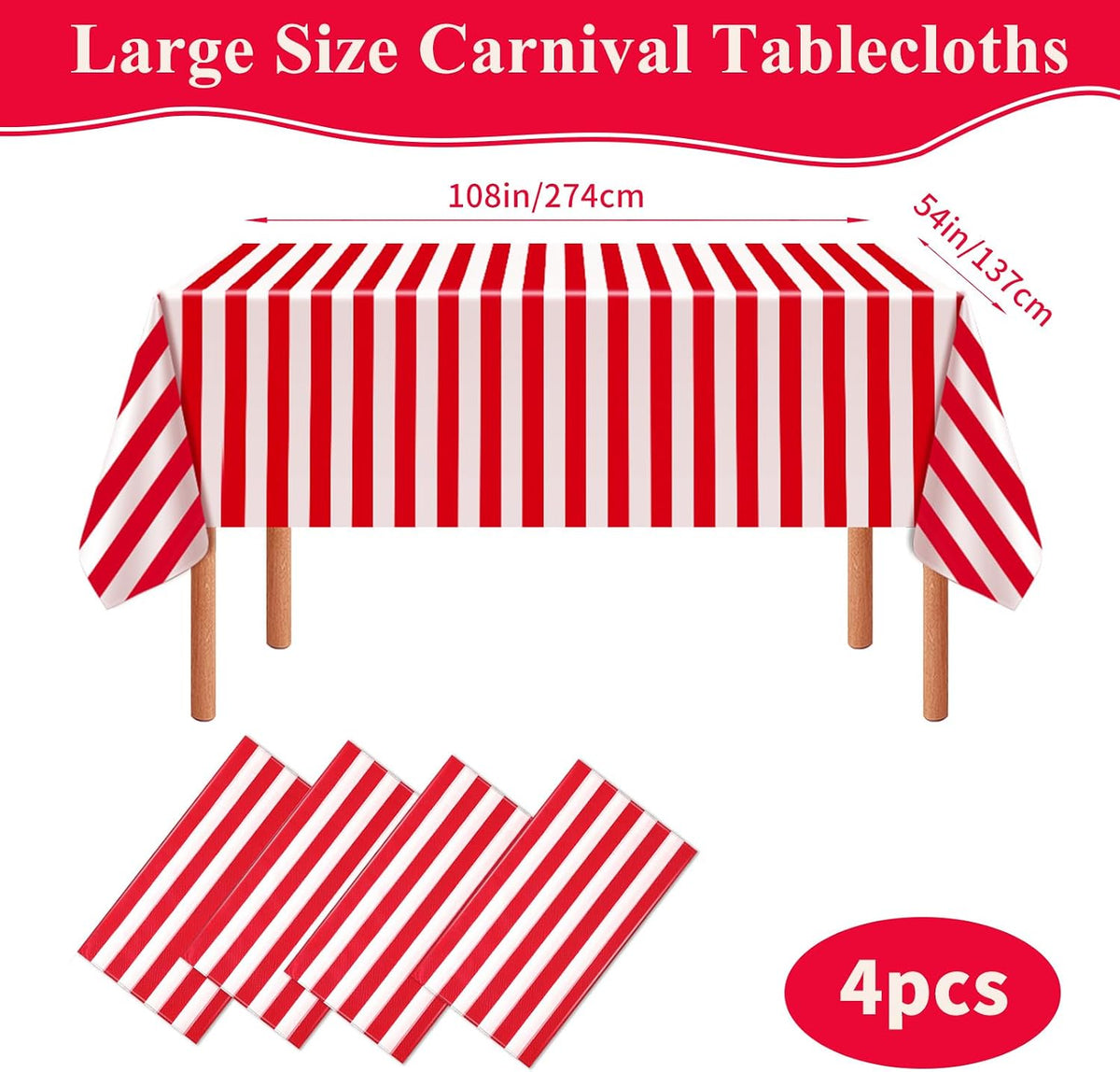 NOVWANG kids party tablecloth 4-pack in red, yellow, cloud and cow print - view 29