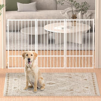 Full Metal Freestanding Dog Gate with Door, 36''Height Foldable Pet Dog Fence for Indoor & Outdoor, 3 Panels Extra Wide Free Standing TallDog Gates for Doorways,House,Stairs,Porch,Deck,Yard