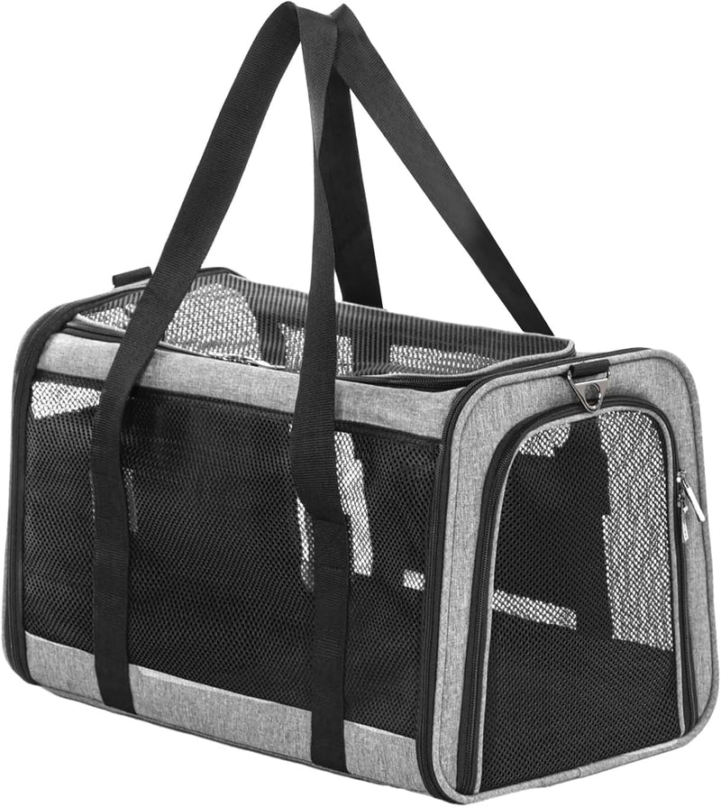 PETSFIT Cat Carrier Soft with Patented Safety Buckles - 18.0"L x 11.0"W x 11.0"H / Z-Gray