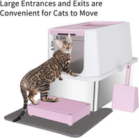 RIZZARI Stainless Steel Cat Litter Box, Odorless Enclosed Litter Box with Top Holes, Large Litter Pan for Small to Large Sized Cats (Dark Pink, 24" L*16" W*18" H)