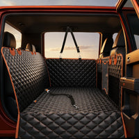 Back Seat Extender for Dogs - Black with Orange / For Full Size Truck