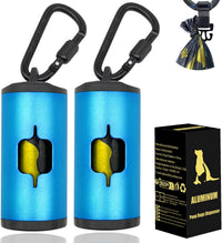 Metal Dog Poop Bag Holder 2-Pack w/Leash Clip - Blue / 2 Count (Pack of 1)