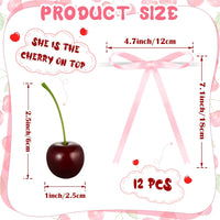 Chunful fake cherry cake toppers with red polyester bows - view 23