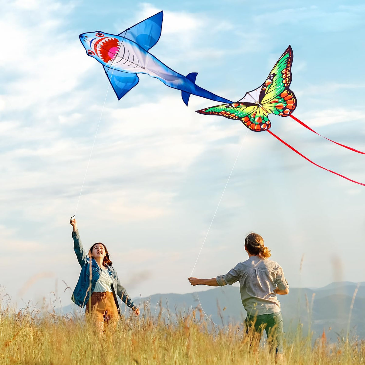 Xida Butterfly Kites for Kids and Adults Easy to Fly - 3 Pack (Delta+ Green Butterfly+Shark) - image 3