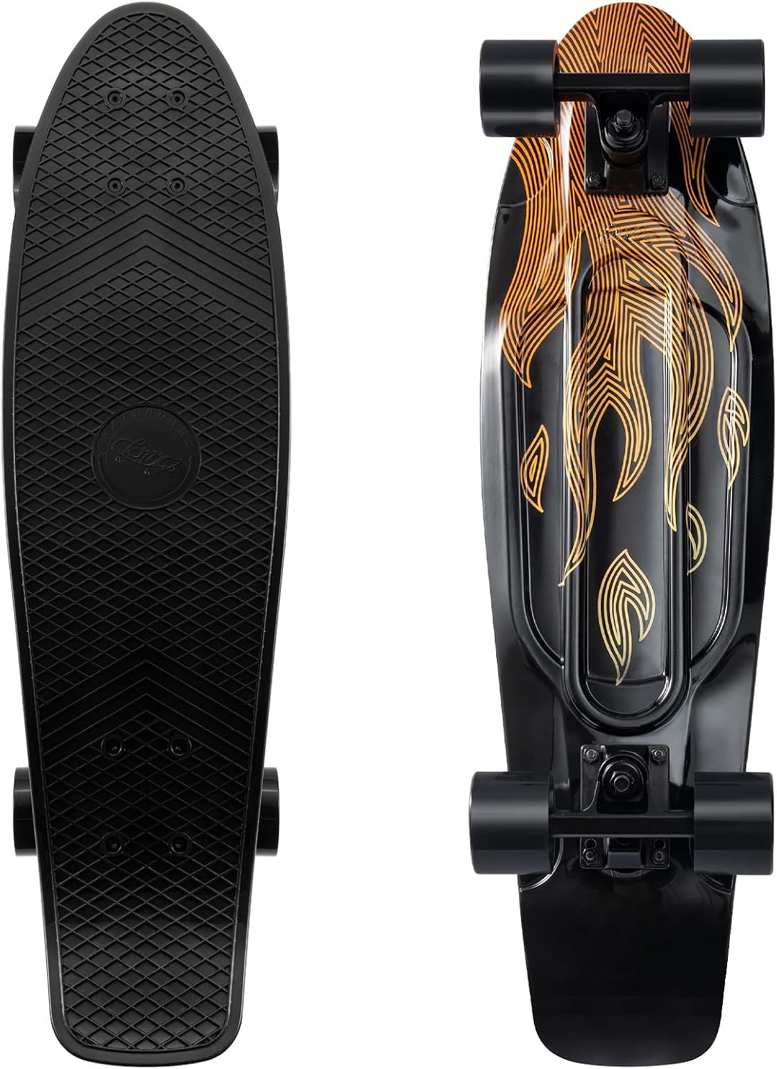 KMX Classic Retro Mini Cruiser Skateboard 22" & 27" for Boys Girls - Flame Black / 27"