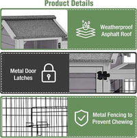 Wooden Rabbit Hutch with Wheels, Indoor Outdoor Bunny Cage with Removable Netting, Guinea Pig House with Leak-Proof Trays